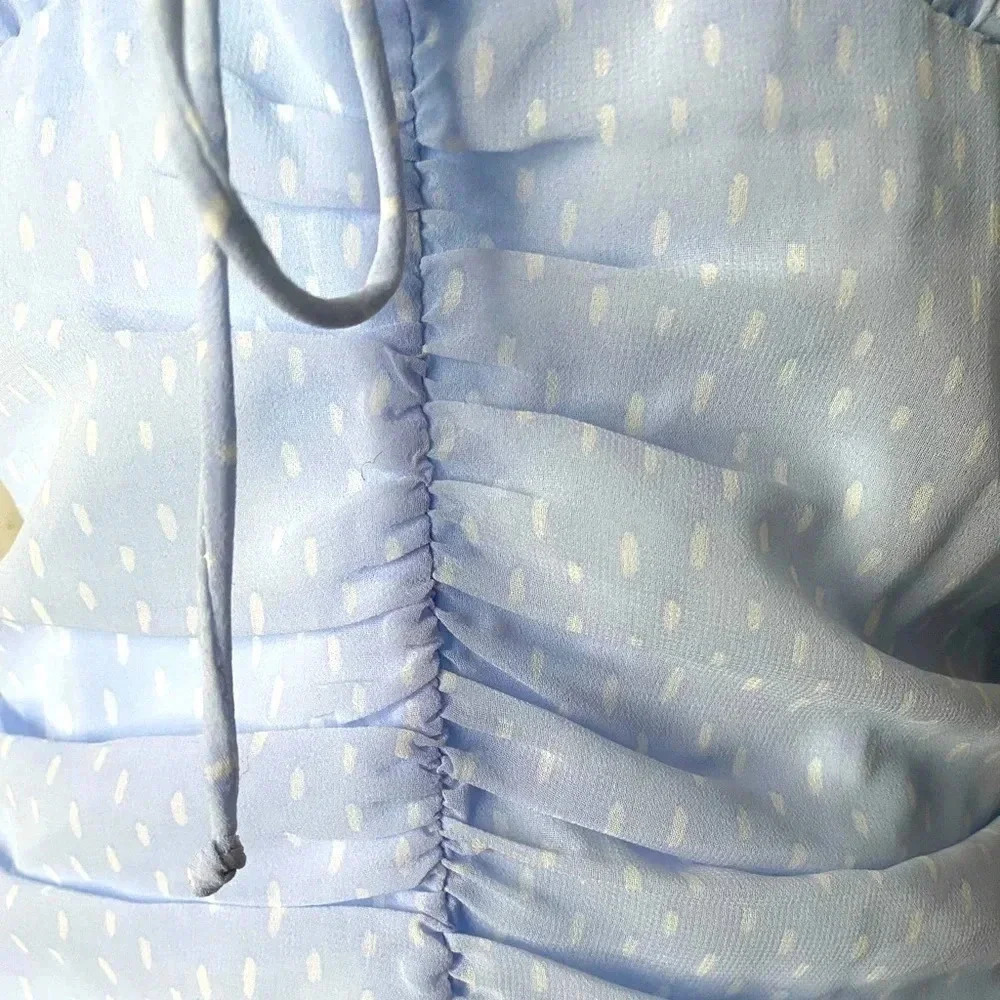 COTTON CANDY | Spaghetti Straps Chiffon Ruched Bodycon Light Blue Dress Size M - Picture 6 of 10